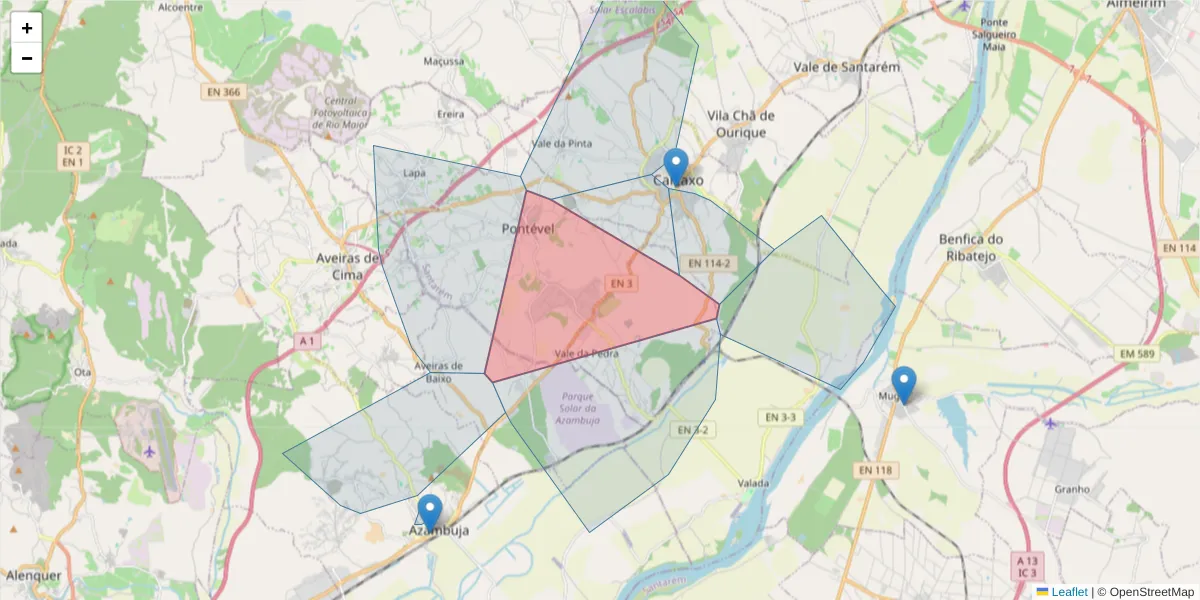 Mapa detalhado do código postal 2070-214 com limites, códigos postais vizinhos e agências dos correios