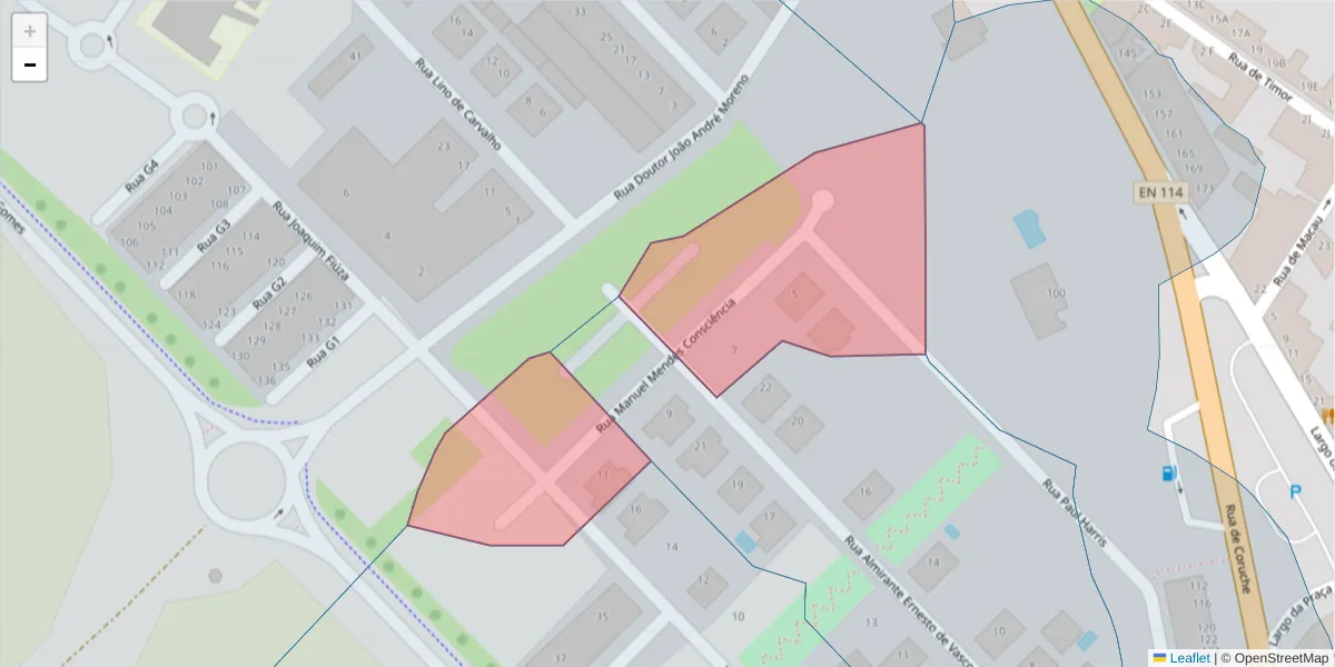 Mapa detalhado do código postal 2080-024 com limites, códigos postais vizinhos e agências dos correios