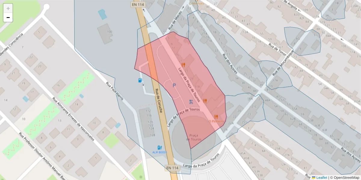 Mapa detalhado do código postal 2080-030 com limites, códigos postais vizinhos e agências dos correios