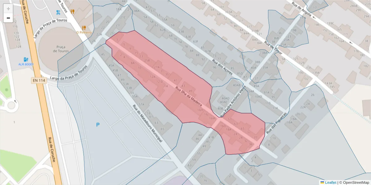 Mapa detalhado do código postal 2080-078 com limites, códigos postais vizinhos e agências dos correios