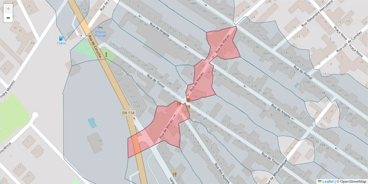 Mapa detalhado do código postal 2080-095 com limites, códigos postais vizinhos e agências dos correios
