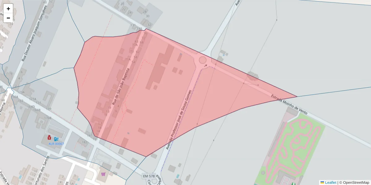 Mapa detalhado do código postal 2080-100 com limites, códigos postais vizinhos e agências dos correios