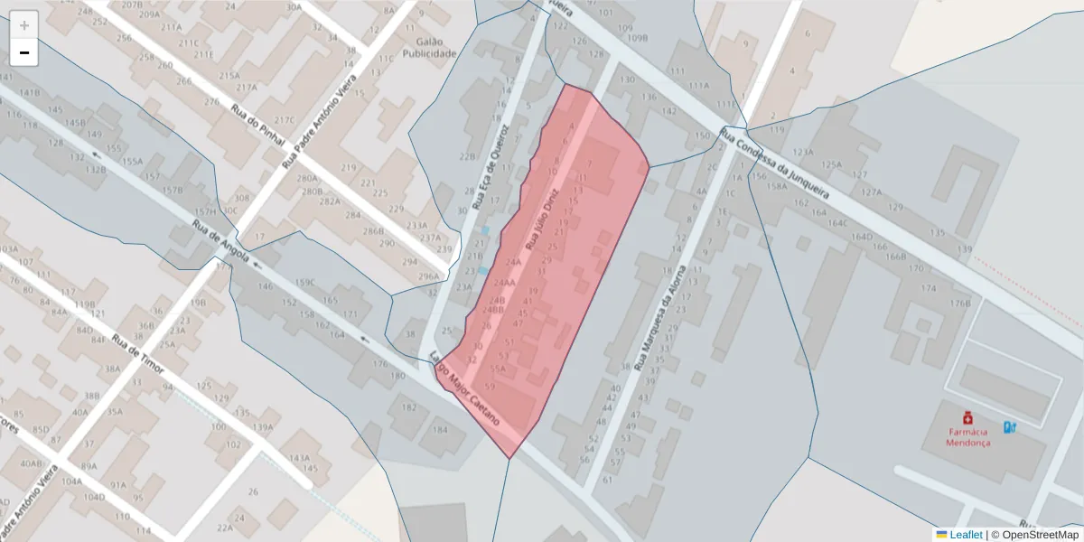 Mapa detalhado do código postal 2080-151 com limites, códigos postais vizinhos e agências dos correios