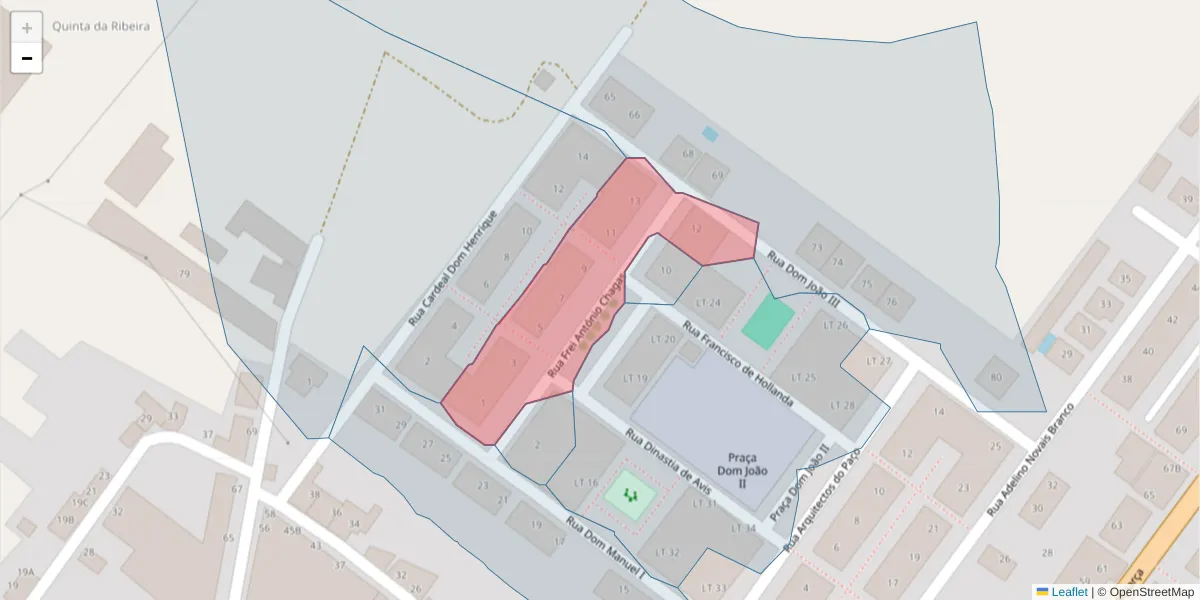 Mapa detalhado do código postal 2080-194 com limites, códigos postais vizinhos e agências dos correios