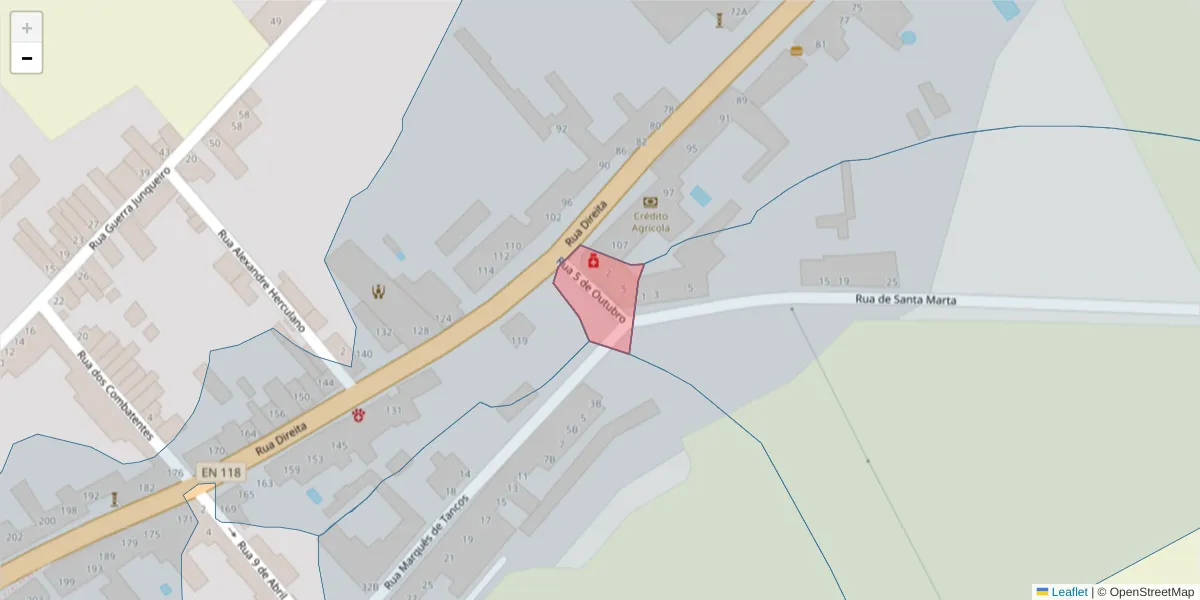 Mapa detalhado do código postal 2080-324 com limites, códigos postais vizinhos e agências dos correios