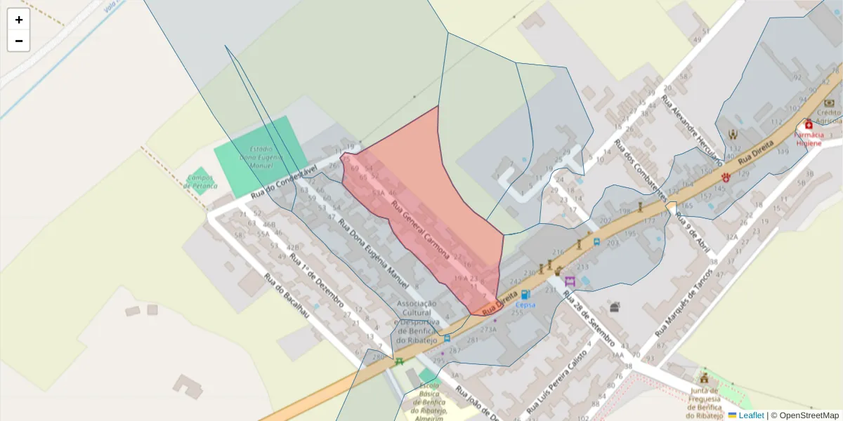 Mapa detalhado do código postal 2080-337 com limites, códigos postais vizinhos e agências dos correios