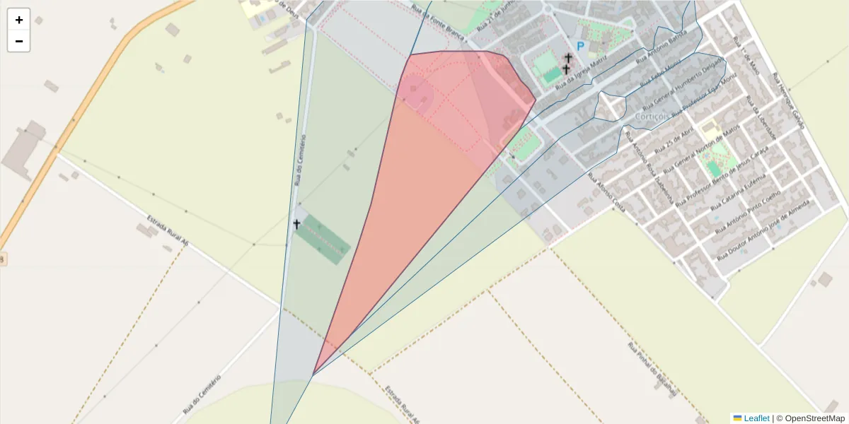 Mapa detalhado do código postal 2080-344 com limites, códigos postais vizinhos e agências dos correios