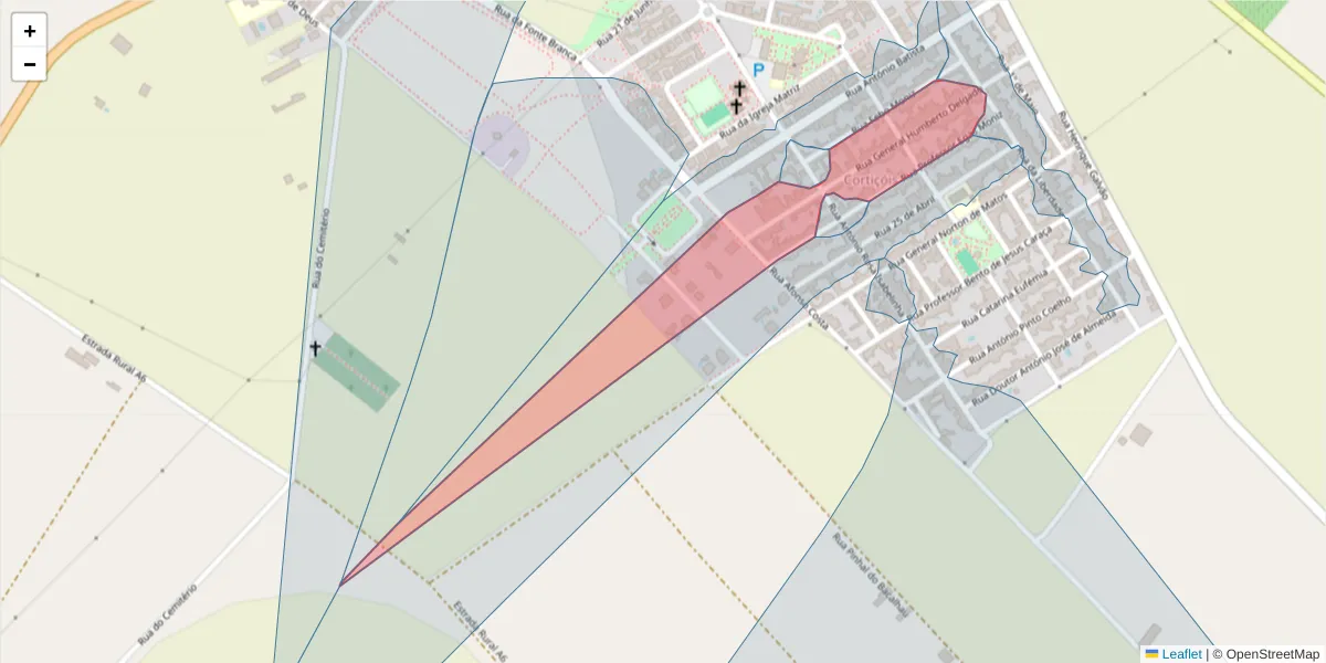 Mapa detalhado do código postal 2080-391 com limites, códigos postais vizinhos e agências dos correios