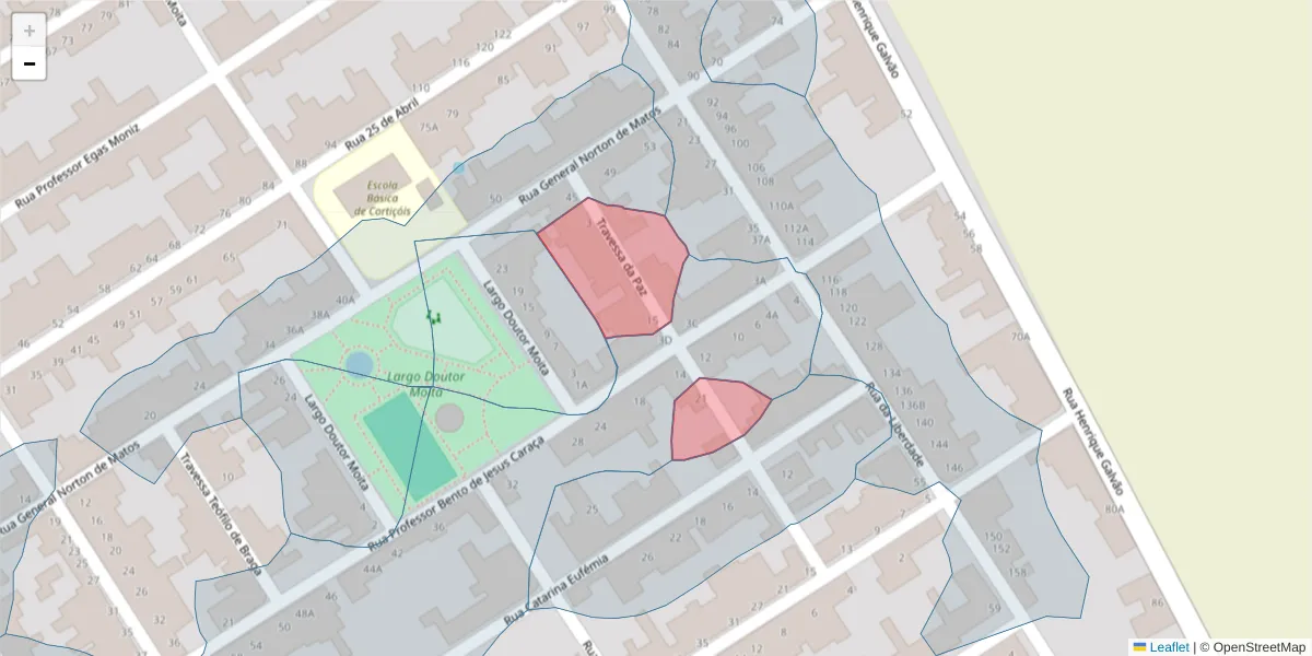 Mapa detalhado do código postal 2080-396 com limites, códigos postais vizinhos e agências dos correios