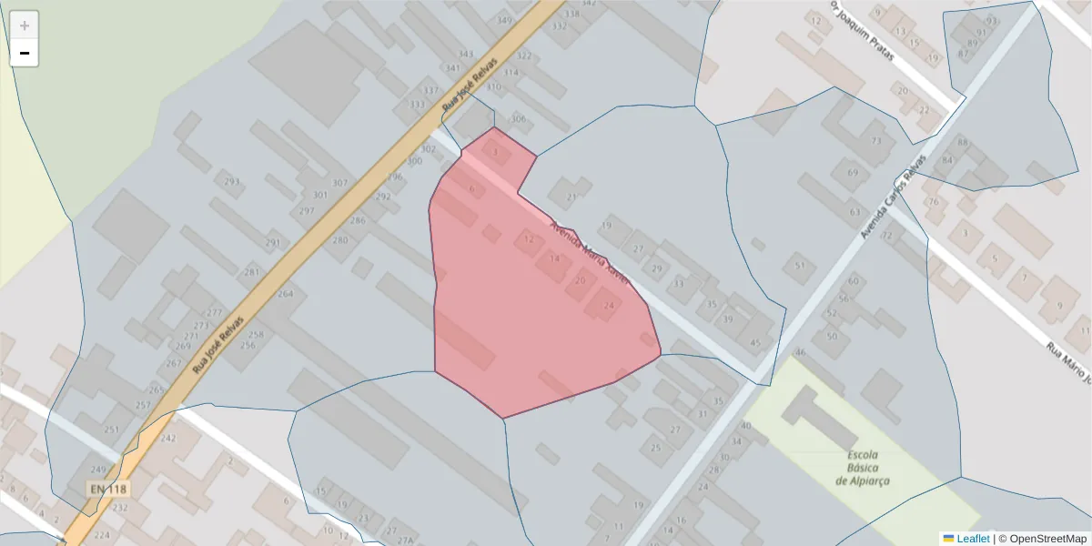 Mapa detalhado do código postal 2090-027 com limites, códigos postais vizinhos e agências dos correios