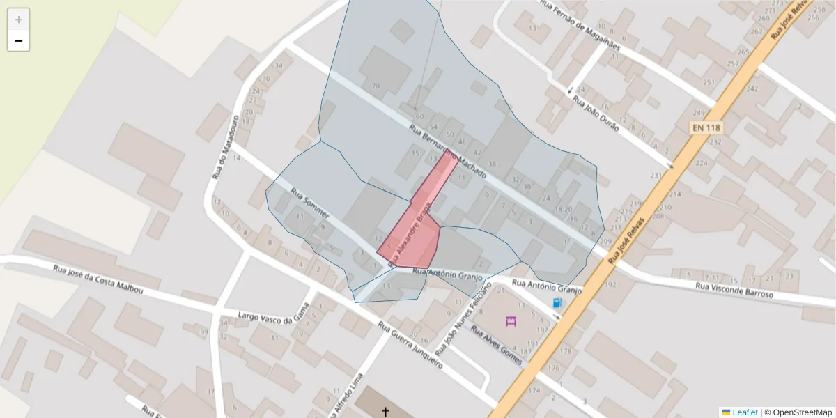 Mapa detalhado do código postal 2090-044 com limites, códigos postais vizinhos e agências dos correios