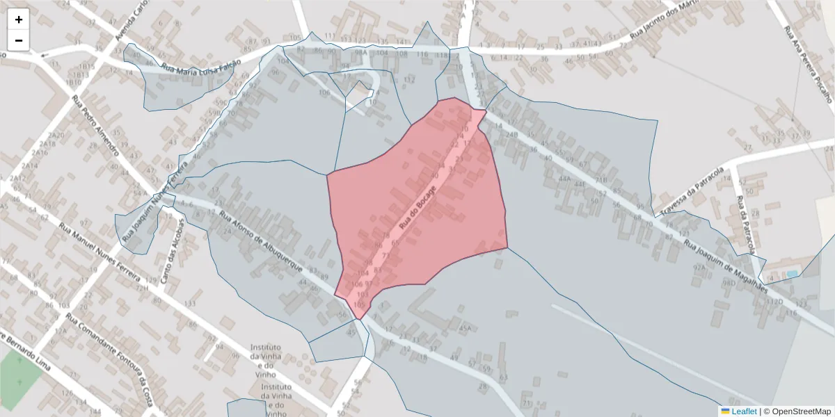 Mapa detalhado do código postal 2090-064 com limites, códigos postais vizinhos e agências dos correios