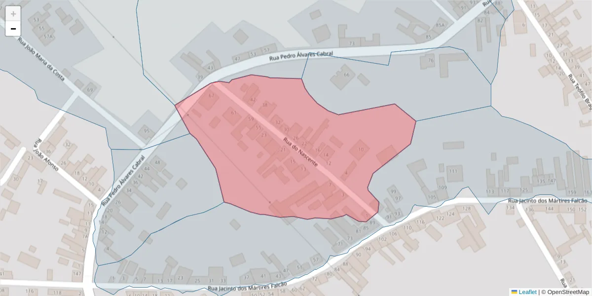 Mapa detalhado do código postal 2090-069 com limites, códigos postais vizinhos e agências dos correios