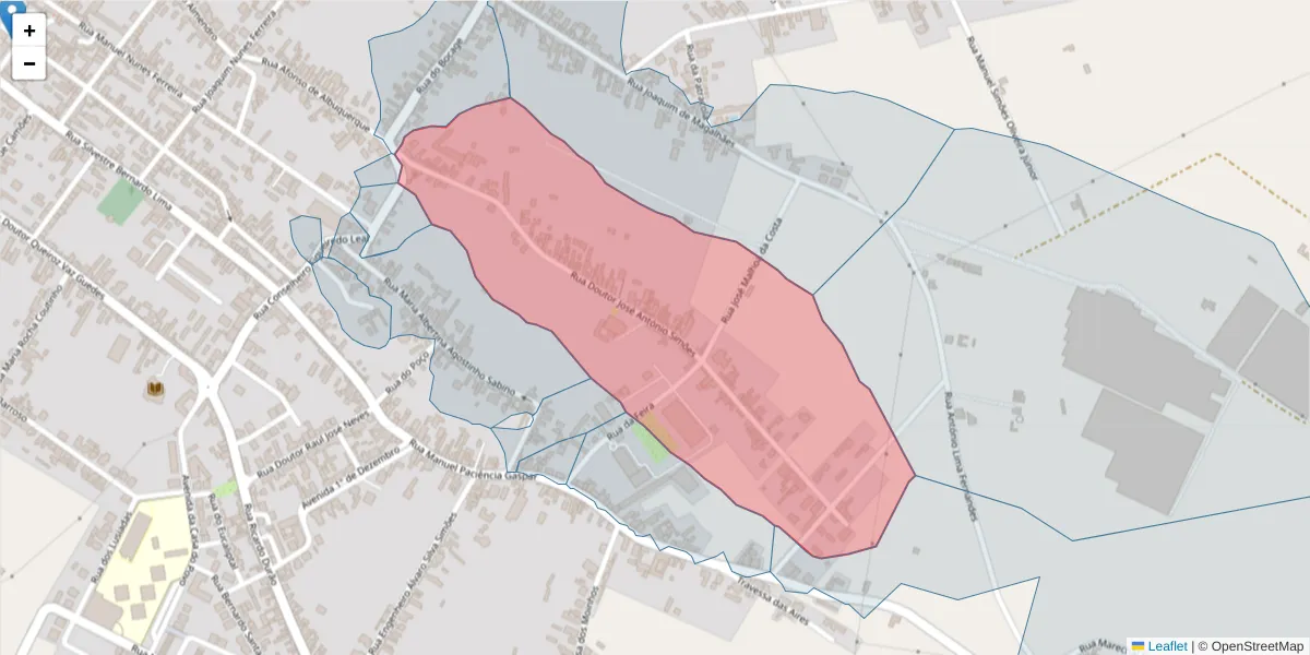 Mapa detalhado do código postal 2090-074 com limites, códigos postais vizinhos e agências dos correios