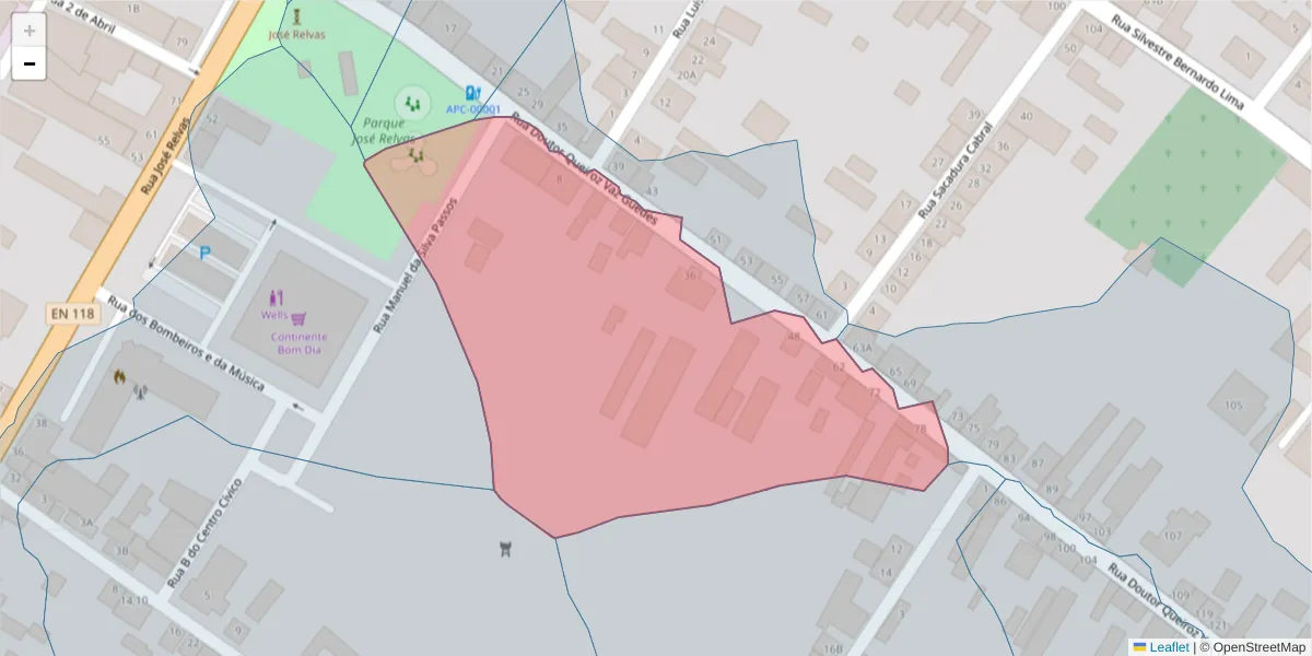 Mapa detalhado do código postal 2090-077 com limites, códigos postais vizinhos e agências dos correios