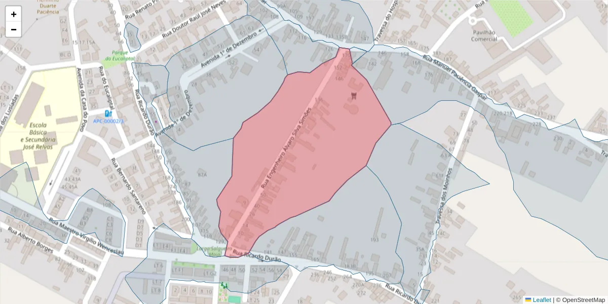 Mapa detalhado do código postal 2090-082 com limites, códigos postais vizinhos e agências dos correios