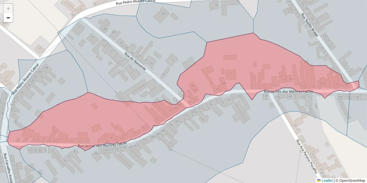 Mapa detalhado do código postal 2090-087 com limites, códigos postais vizinhos e agências dos correios