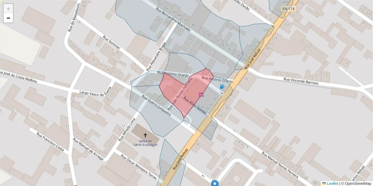 Mapa detalhado do código postal 2090-094 com limites, códigos postais vizinhos e agências dos correios