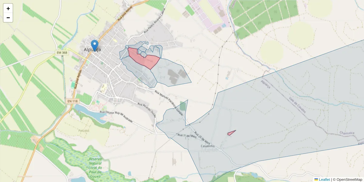 Mapa detalhado do código postal 2090-095 com limites, códigos postais vizinhos e agências dos correios