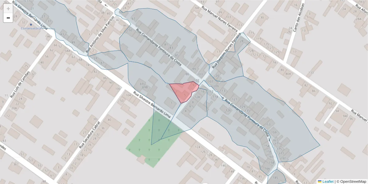 Mapa detalhado do código postal 2090-097 com limites, códigos postais vizinhos e agências dos correios