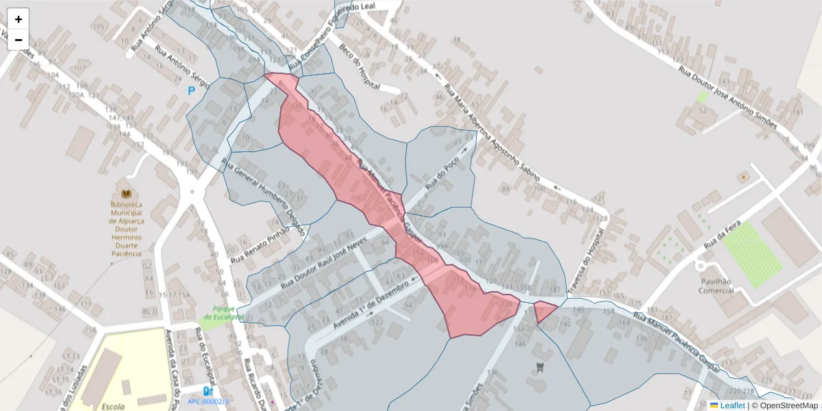 Mapa detalhado do código postal 2090-118 com limites, códigos postais vizinhos e agências dos correios