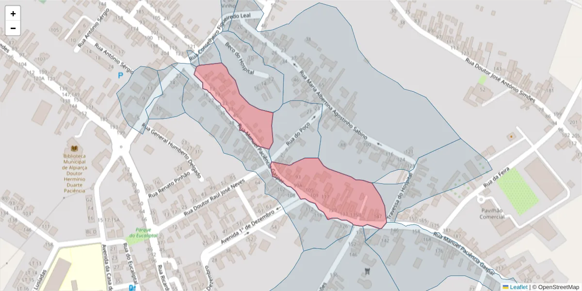 Mapa detalhado do código postal 2090-119 com limites, códigos postais vizinhos e agências dos correios