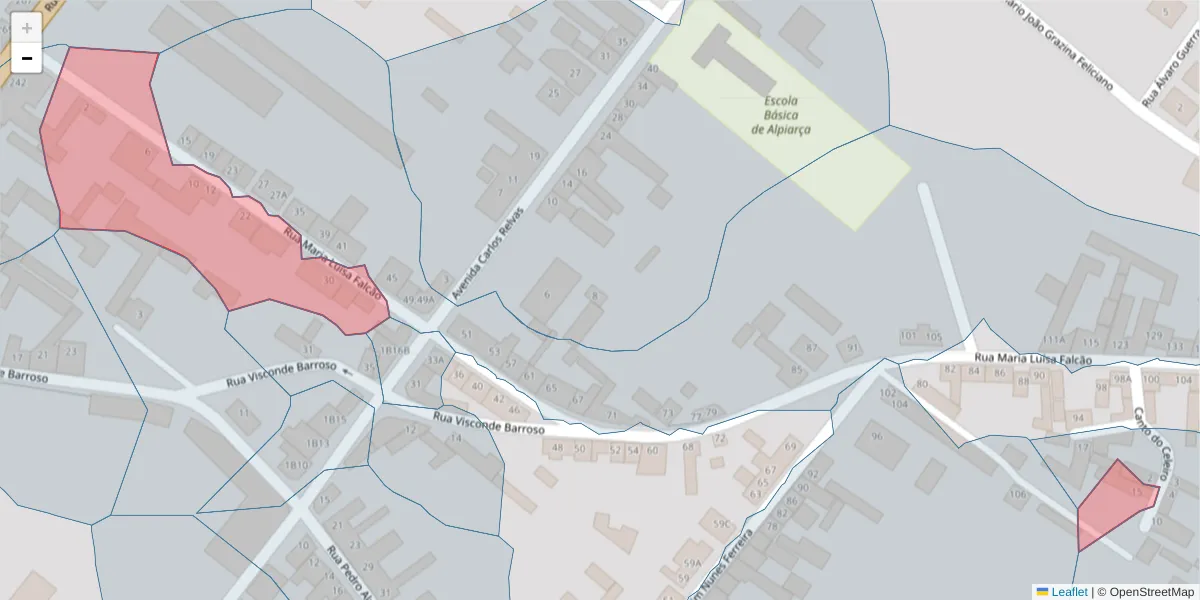 Mapa detalhado do código postal 2090-126 com limites, códigos postais vizinhos e agências dos correios