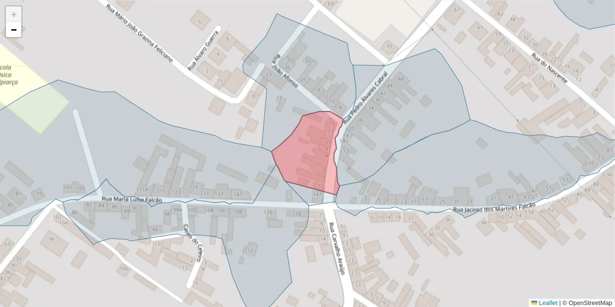 Mapa detalhado do código postal 2090-132 com limites, códigos postais vizinhos e agências dos correios