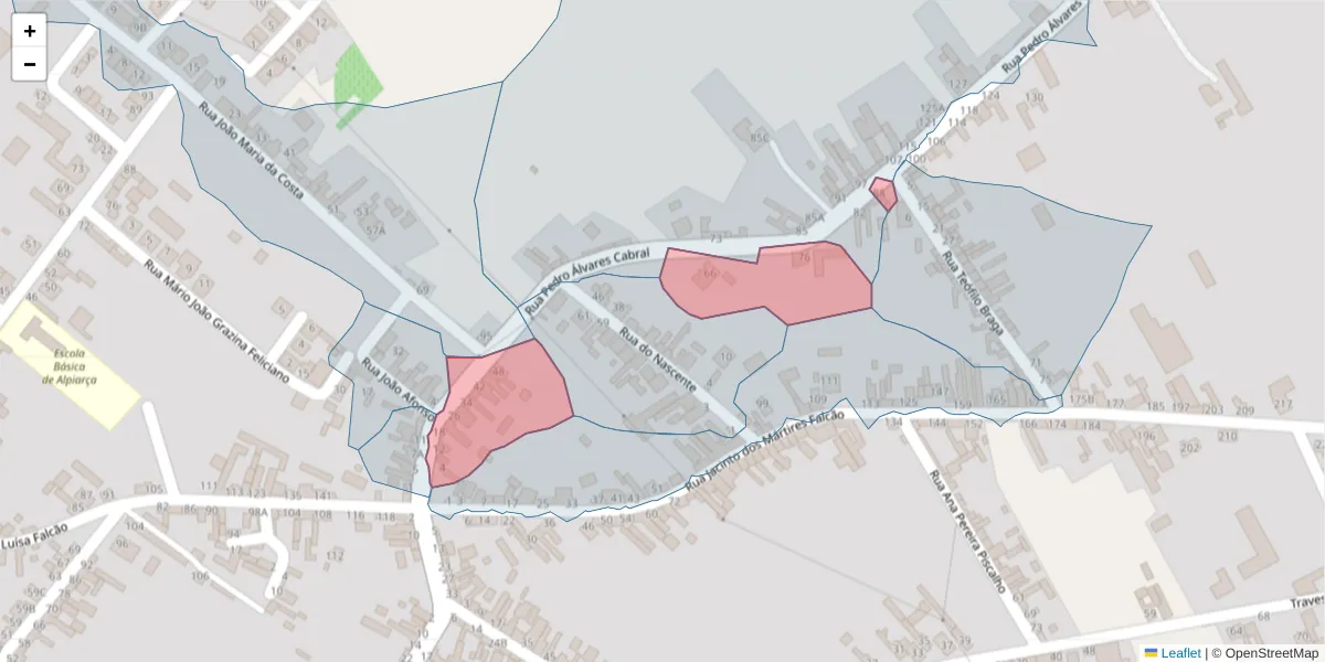 Mapa detalhado do código postal 2090-133 com limites, códigos postais vizinhos e agências dos correios
