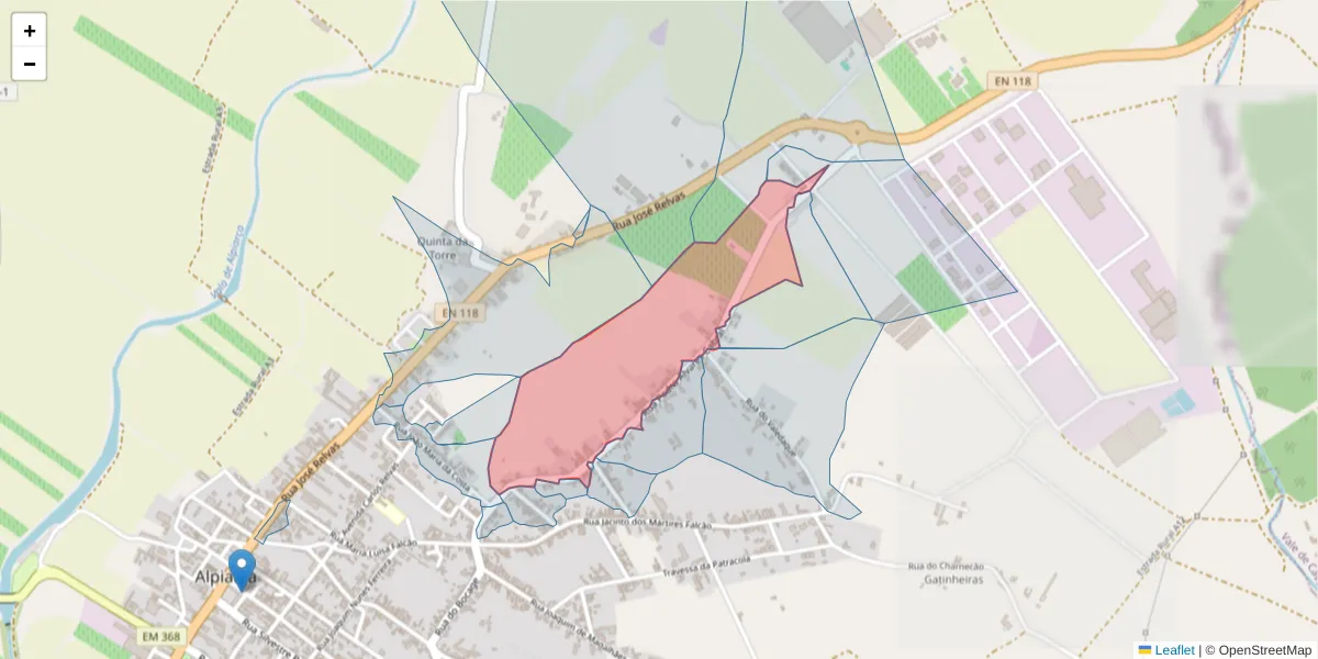 Mapa detalhado do código postal 2090-134 com limites, códigos postais vizinhos e agências dos correios