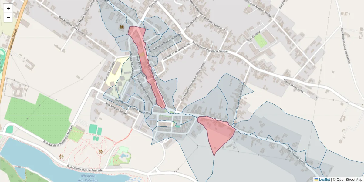 Mapa detalhado do código postal 2090-138 com limites, códigos postais vizinhos e agências dos correios