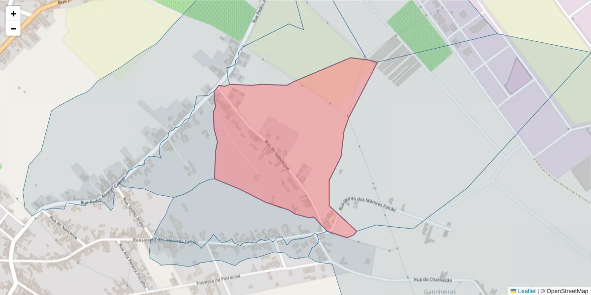 Mapa detalhado do código postal 2090-149 com limites, códigos postais vizinhos e agências dos correios