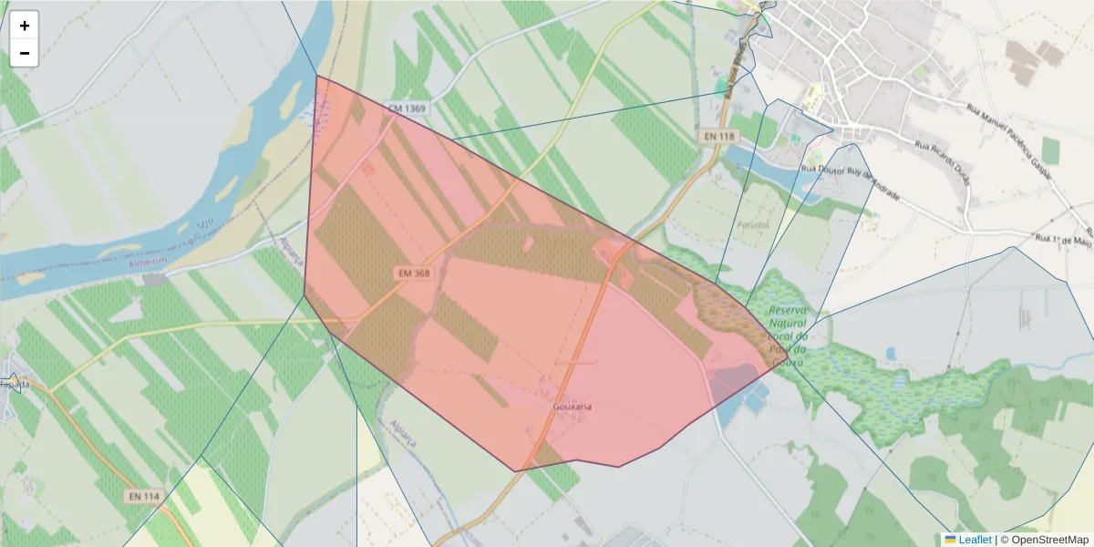 Mapa detalhado do código postal 2090-219 com limites, códigos postais vizinhos e agências dos correios