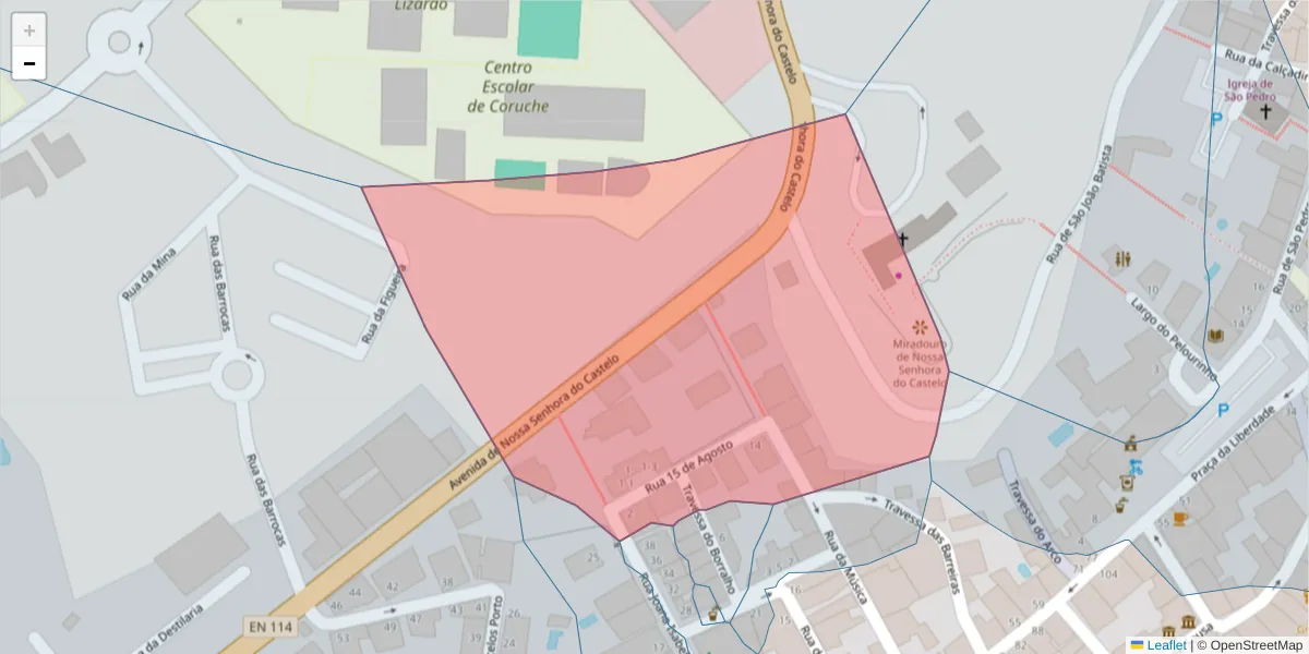 Mapa detalhado do código postal 2100-125 com limites, códigos postais vizinhos e agências dos correios