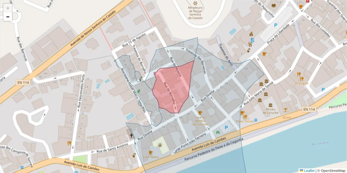 Mapa detalhado do código postal 2100-168 com limites, códigos postais vizinhos e agências dos correios