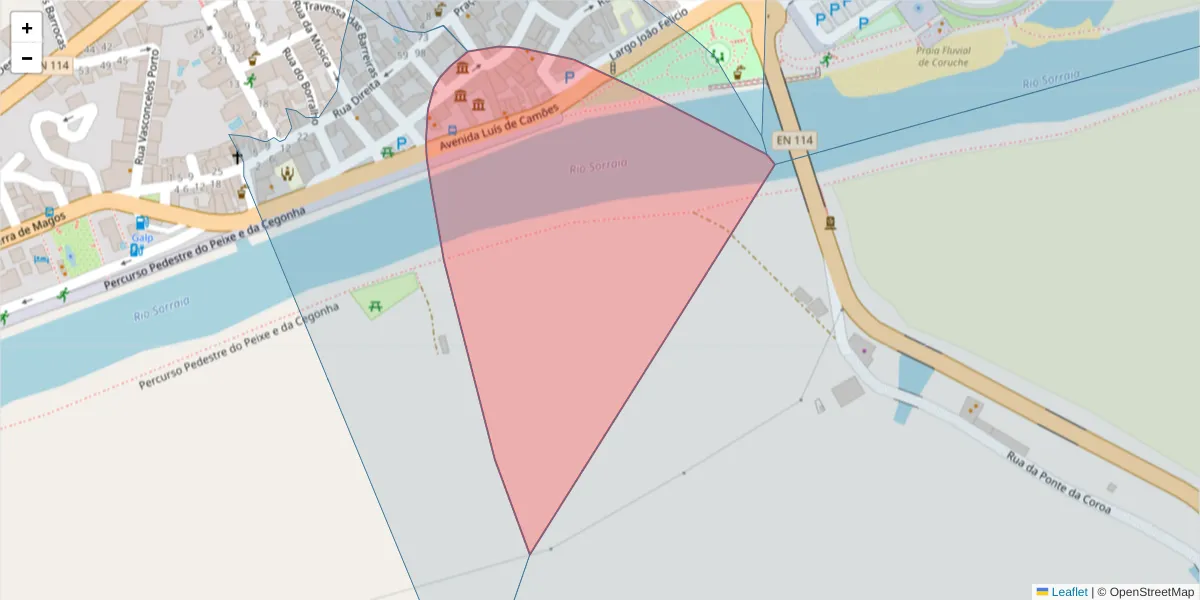 Mapa detalhado do código postal 2100-192 com limites, códigos postais vizinhos e agências dos correios