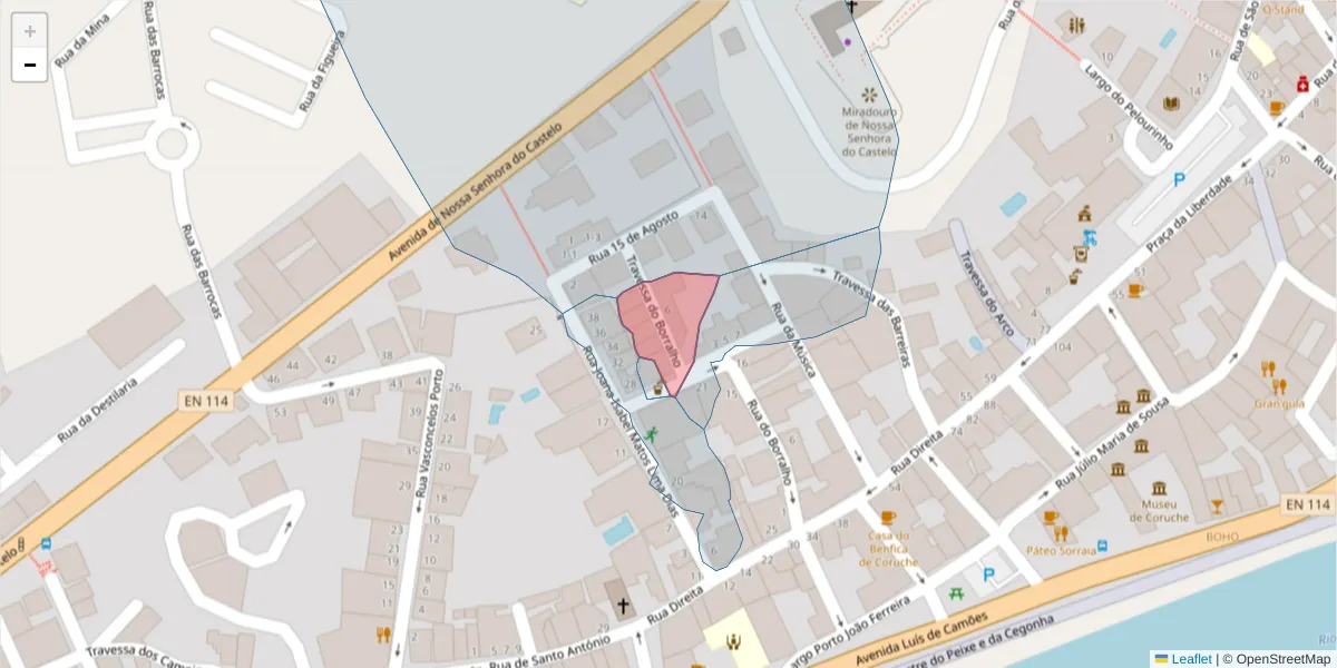Mapa detalhado do código postal 2100-207 com limites, códigos postais vizinhos e agências dos correios