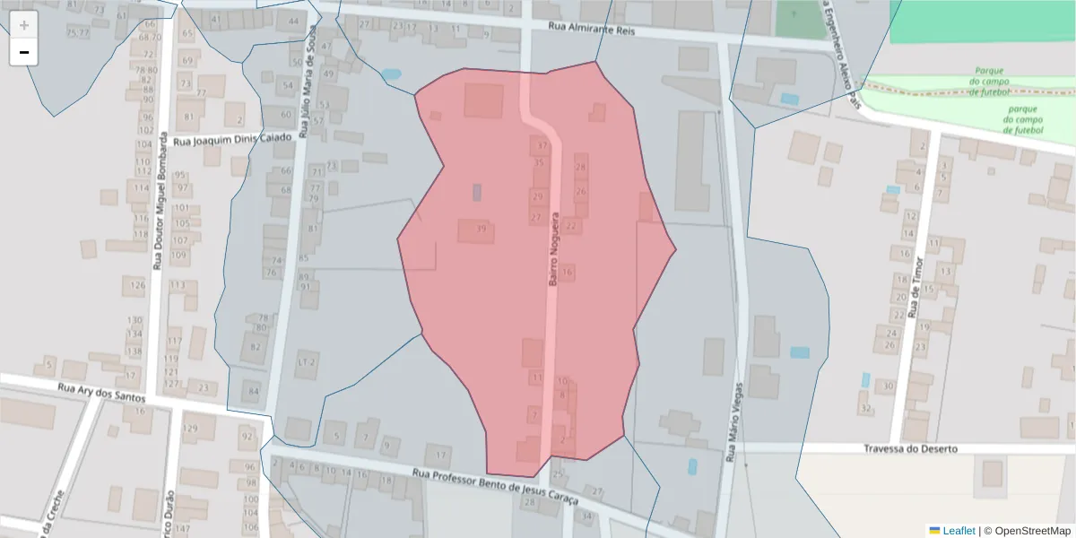 Mapa detalhado do código postal 2100-308 com limites, códigos postais vizinhos e agências dos correios