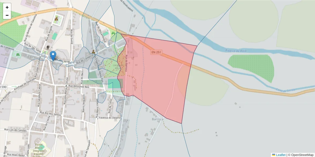 Mapa detalhado do código postal 2100-317 com limites, códigos postais vizinhos e agências dos correios