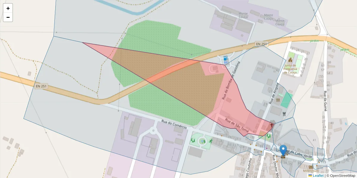 Mapa detalhado do código postal 2100-324 com limites, códigos postais vizinhos e agências dos correios