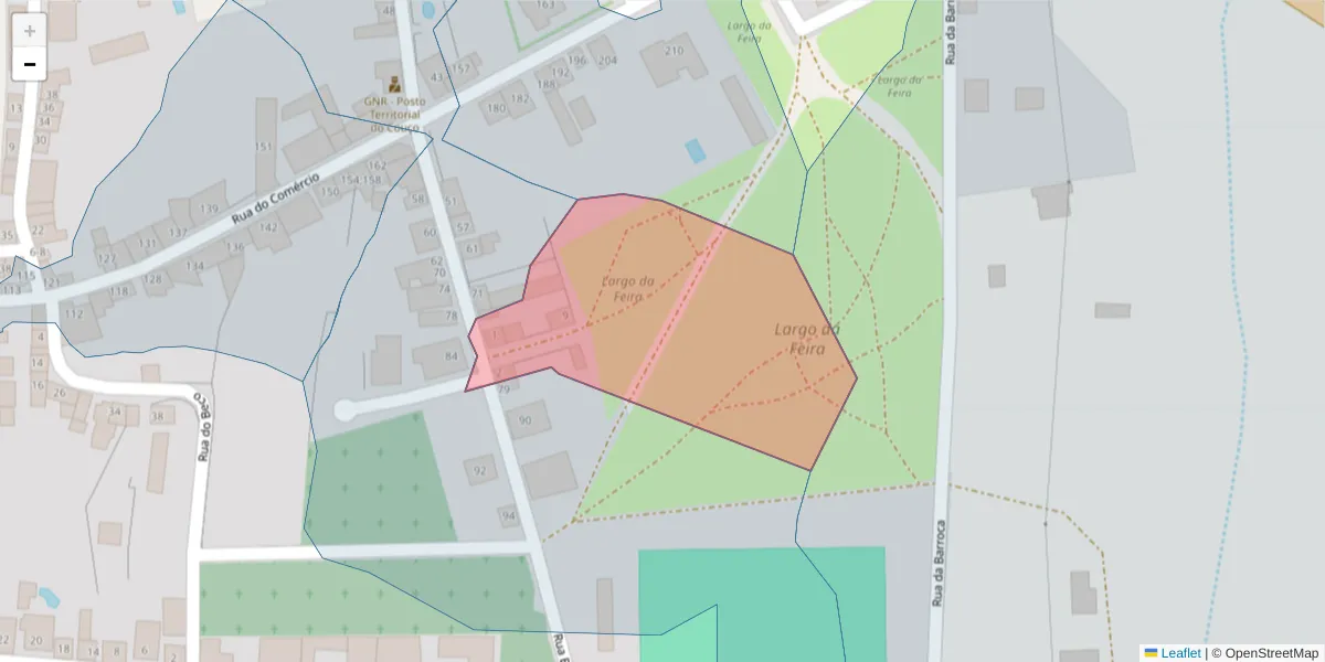 Mapa detalhado do código postal 2100-336 com limites, códigos postais vizinhos e agências dos correios