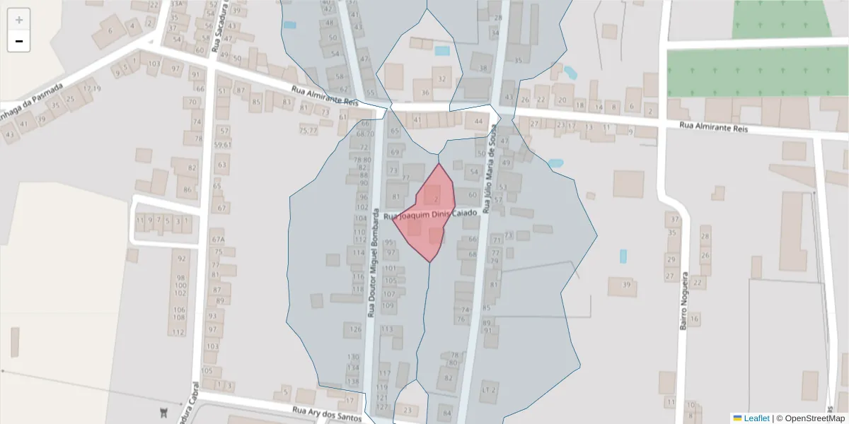 Mapa detalhado do código postal 2100-337 com limites, códigos postais vizinhos e agências dos correios