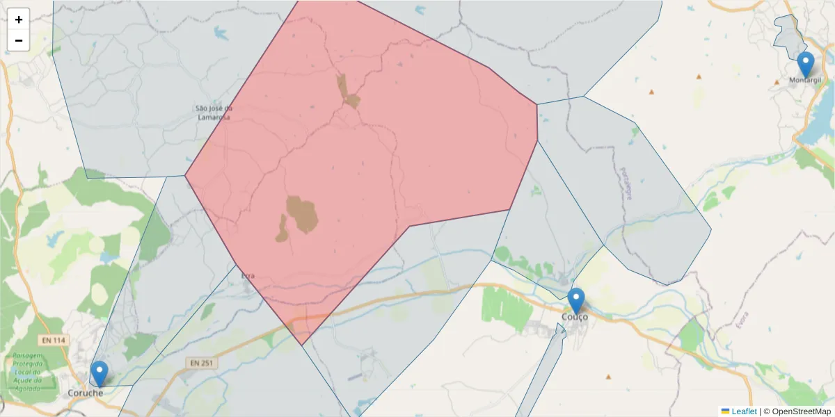 Mapa detalhado do código postal 2100-371 com limites, códigos postais vizinhos e agências dos correios