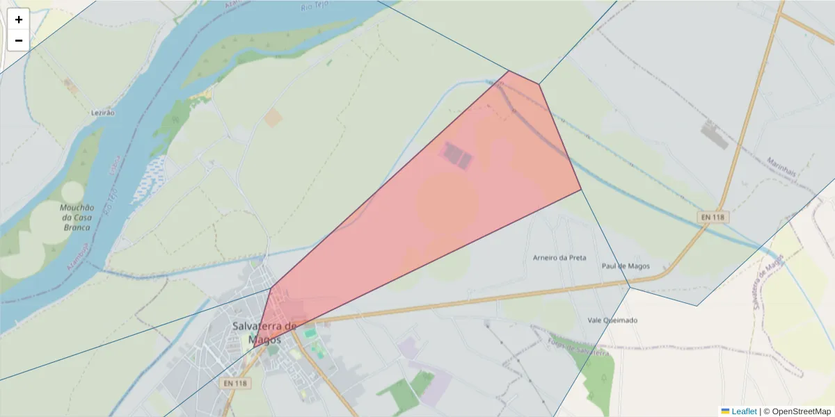 Mapa detalhado do código postal 2120-071 com limites, códigos postais vizinhos e agências dos correios
