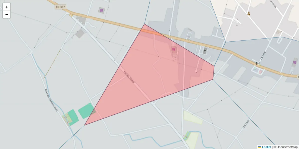 Mapa detalhado do código postal 2125-120 com limites, códigos postais vizinhos e agências dos correios