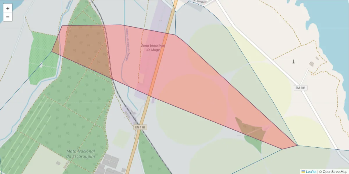 Mapa detalhado do código postal 2125-363 com limites, códigos postais vizinhos e agências dos correios
