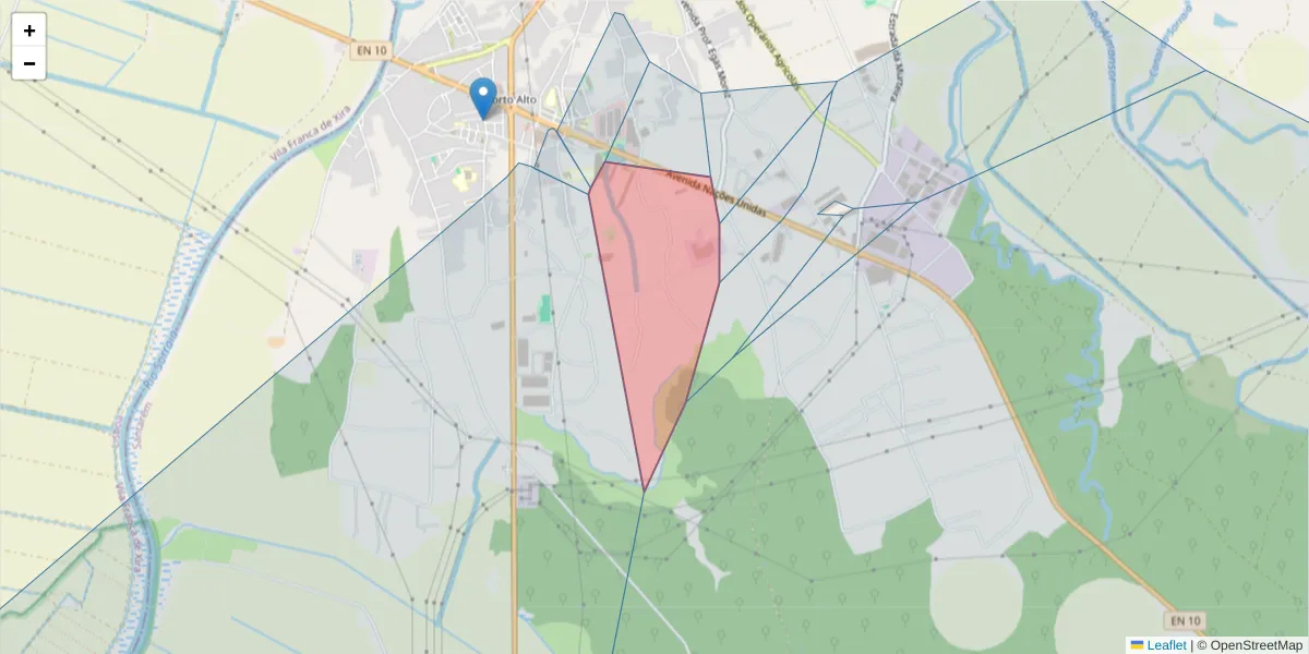 Mapa detalhado do código postal 2135-006 com limites, códigos postais vizinhos e agências dos correios