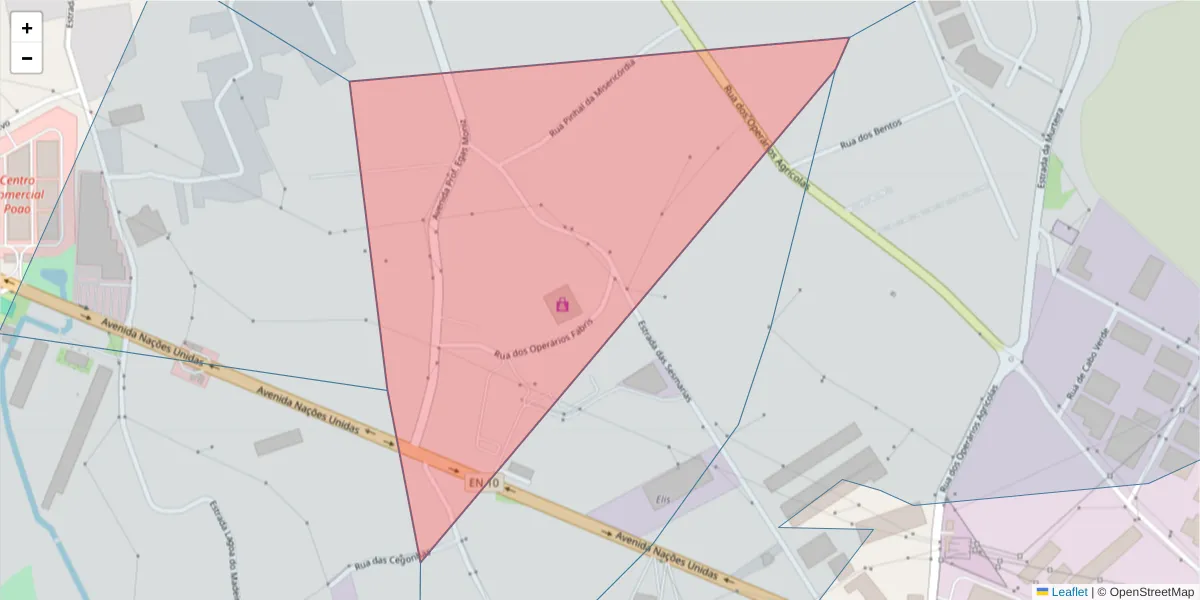 Mapa detalhado do código postal 2135-232 com limites, códigos postais vizinhos e agências dos correios