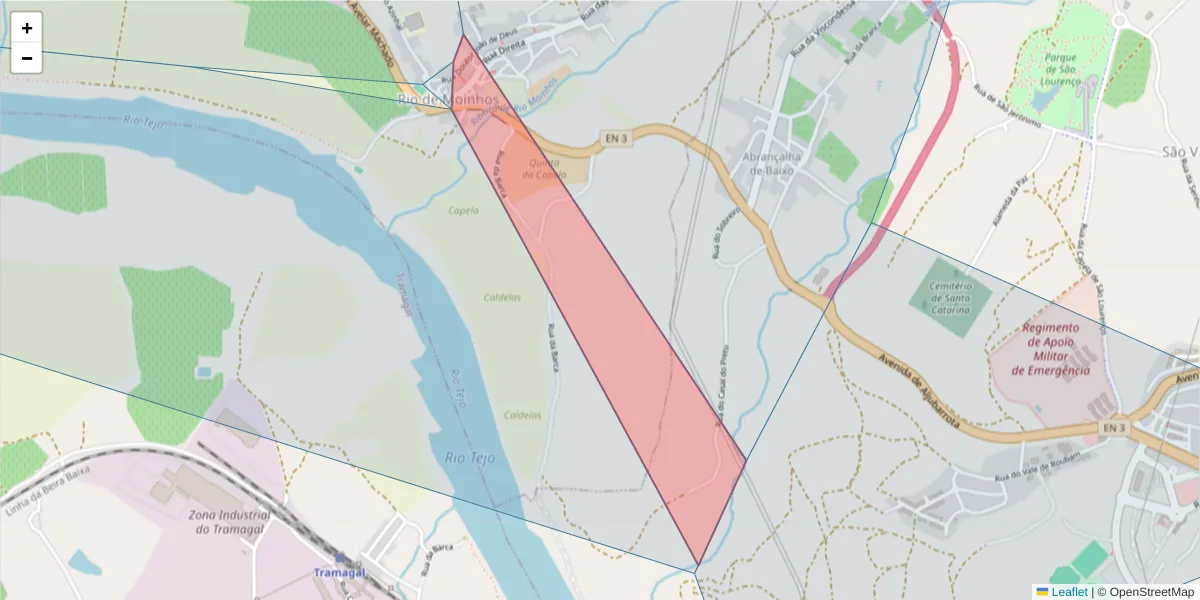 Mapa detalhado do código postal 2200-790 com limites, códigos postais vizinhos e agências dos correios