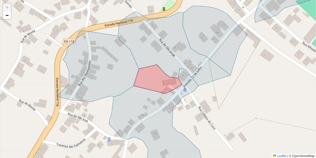 Mapa detalhado do código postal 2205-255 com limites, códigos postais vizinhos e agências dos correios
